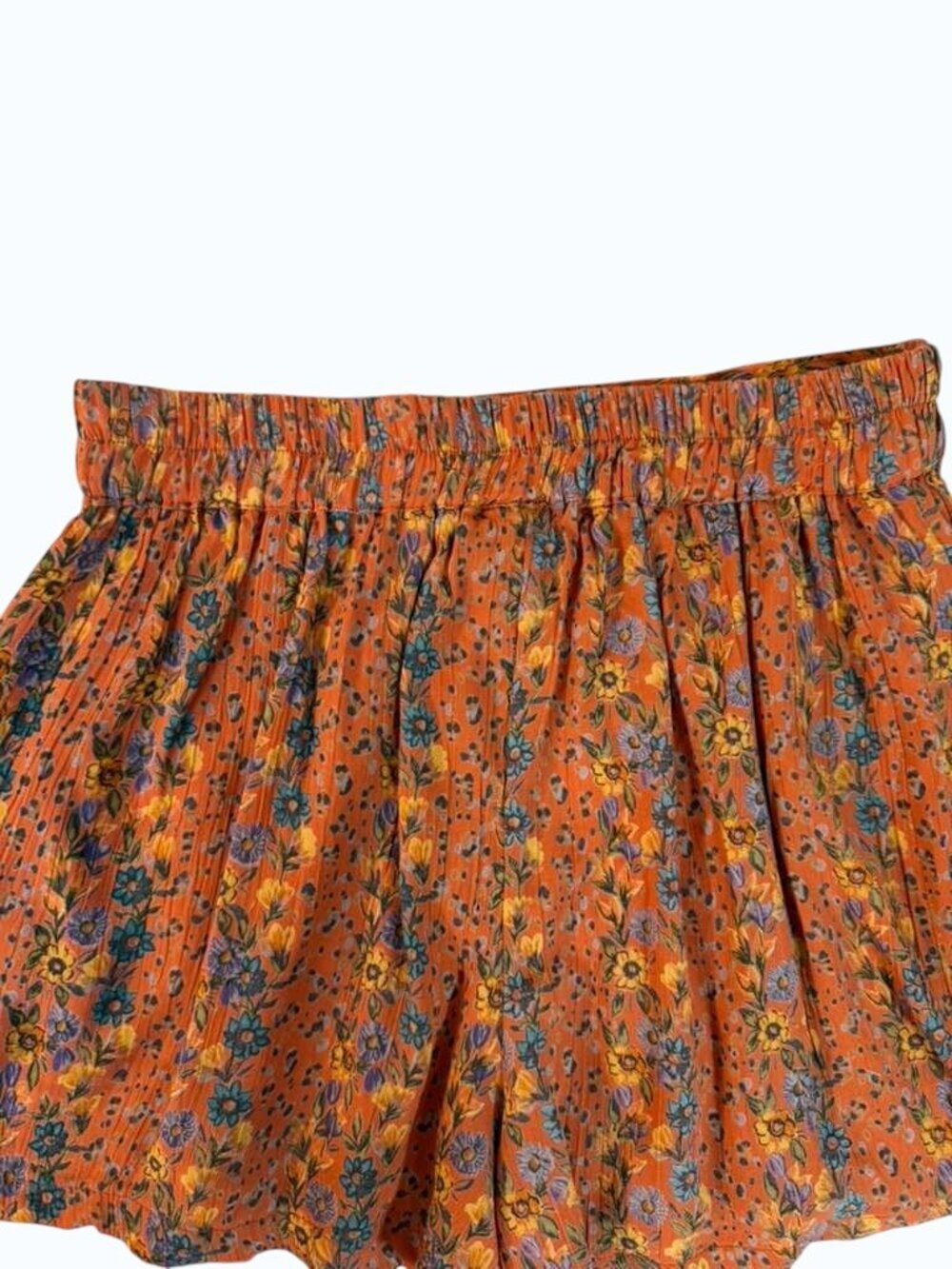 Angie Rust Floral Boho Shorts Size M 100% Rayon Pockets - Picture 8 of 8